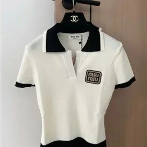 Miu Miu Black and White Polo Top
